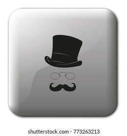 Mustache, glasses and a hat illustration. Gentleman flat vector icon.