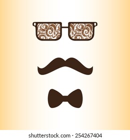 Mustache and glasses hipster isolated
