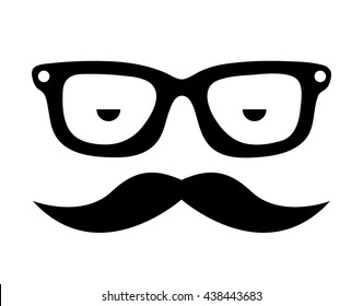 mustache and glasses hipster style  isolated icon design