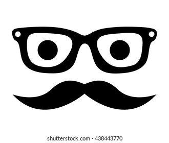 mustache and glasses hipster style  isolated icon design