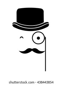 mustache and glasses hipster style  isolated icon design