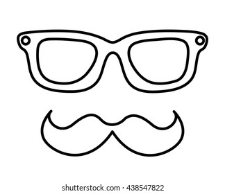 mustache and glasses hipster style  isolated icon design