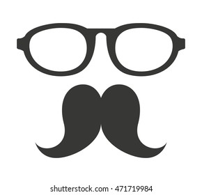 mustache and glasses hipster style vector illustration design