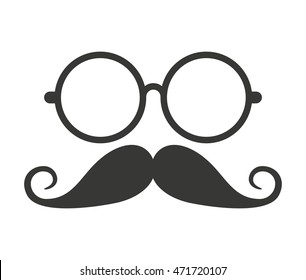 mustache and glasses hipster style vector illustration design