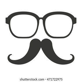 mustache and glasses hipster style vector illustration design