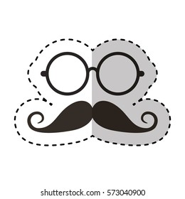 mustache and glasses hipster style vector illustration design