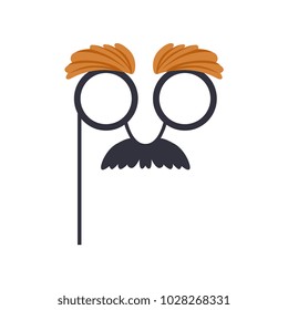 Mustache and glasses humor mask, masquerade decorative element cartoon vector Illustration isolated on a white background