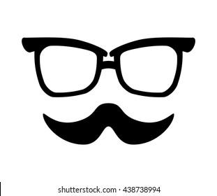mustache and  glasses icon. Hipster style concept, vector graphi