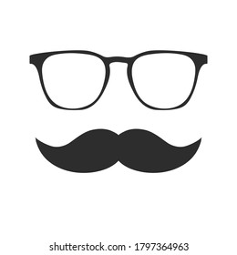 Mustache and Glasses Icon on white.