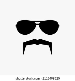 Estilo de plantilla negro vectorial de icono Mustache and Glasses