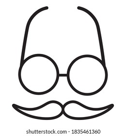 mustache and glasses icon, vector illustration. Flat design style. eps 10