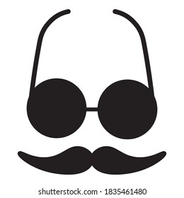 mustache and glasses icon, vector illustration. Flat design style. eps 10