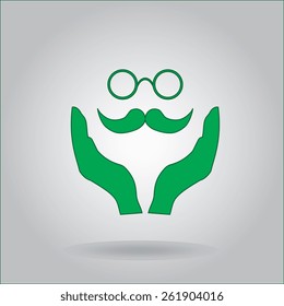 mustache and glasses icon, vector illustration. Flat design style.