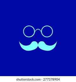mustache and glasses icon, vector illustration. Flat design style
