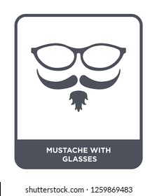 mustache with glasses icon vector on white background, mustache with glasses trendy filled icons from Party collection, mustache with glasses simple element illustration
