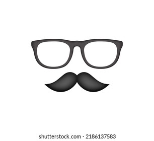 Mustache and Glasses isolated on white background