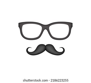 Mustache and Glasses isolated on white background
