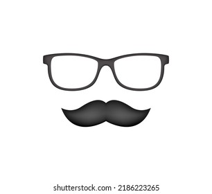 Mustache and Glasses isolated on white background