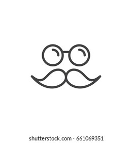 Mustache and glasses line icon, outline vector sign, linear style pictogram isolated on white. Symbol, logo illustration. Editable stroke. Pixel perfect