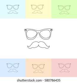 Mustache and Glasses line vector icon.