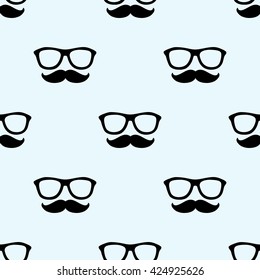 Mustache and glasses. Seamless vector pattern