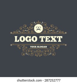 Mustache and Glasses sign icon. Hipster symbol. Flourishes calligraphic ornament. Vector
