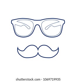 Mustache and Glasses sign. Vector. Flat style black icon on white.