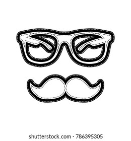 Mustache and Glasses sign. Vector. Flat style black icon on white.