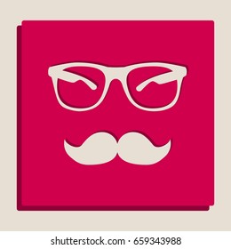 Mustache and Glasses sign. Vector. Grayscale version of Popart-style icon.