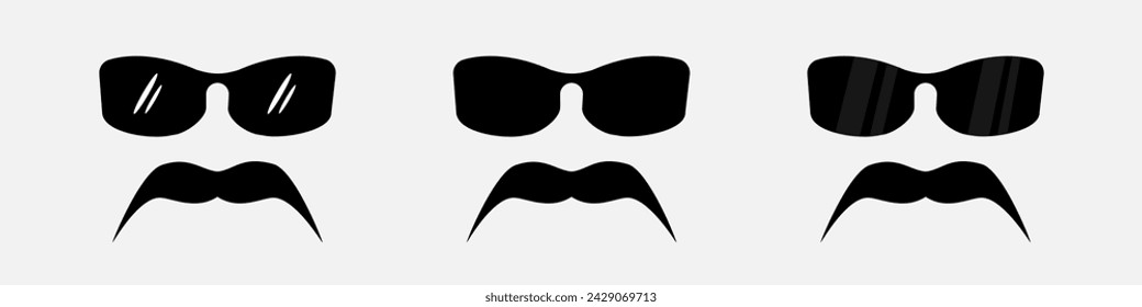 Bigote y vasos con borde cuadrado