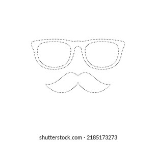 Mustache and Glasses tracing worksheet for kids