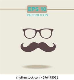 Mustache and Glasses vector icon.