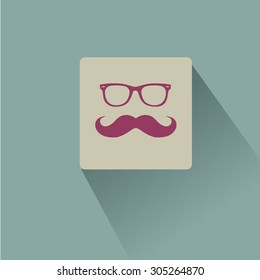 Mustache and Glasses vector icon.