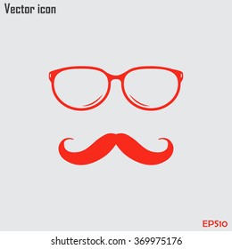 Mustache and Glasses vector icon.