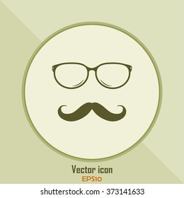 Mustache and Glasses vector icon.