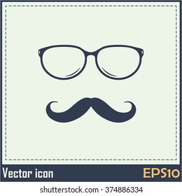 Mustache and Glasses vector icon.