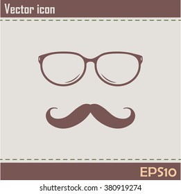 Mustache and Glasses vector icon.