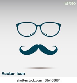 Mustache and Glasses vector icon.