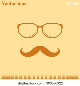 Mustache and Glasses vector icon.