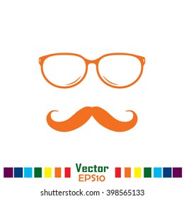 Mustache and Glasses vector icon.