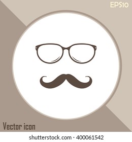 Mustache and Glasses vector icon.
