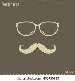 Mustache and Glasses vector icon.