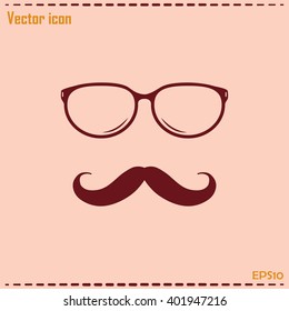 Mustache and Glasses vector icon.