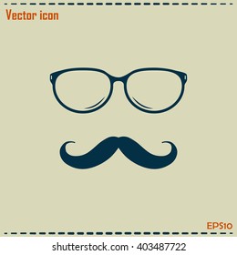 Mustache and Glasses vector icon.