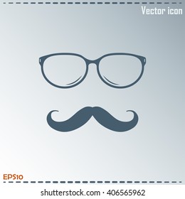 Mustache and Glasses vector icon.