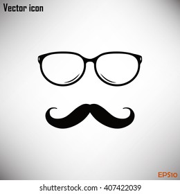 Mustache and Glasses vector icon.