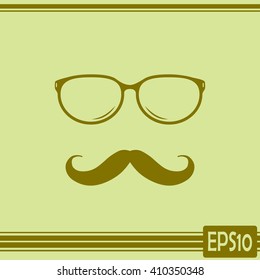 Mustache and Glasses vector icon.