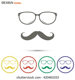 Mustache and Glasses vector icon.
