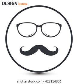 Mustache and Glasses vector icon.