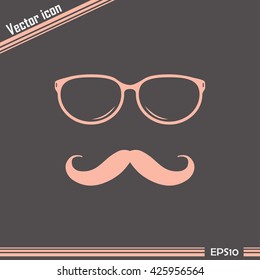 Mustache and Glasses vector icon.